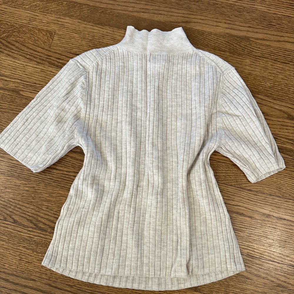 Women's Ribbed Mock Neck Top - Cream